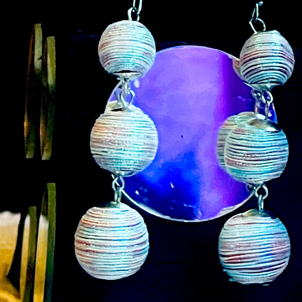 Woven metallic thread earring multicolor LAST CALL